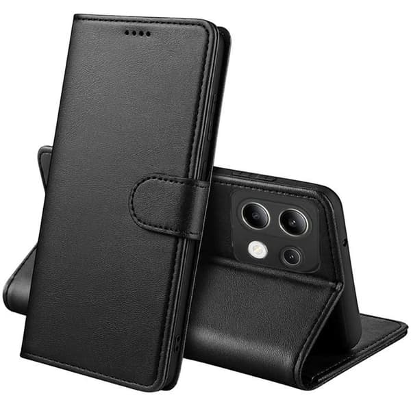 Fodral - Phonillico® - Xiaomi Redmi Note 13 4G - Svart plånbok - Lädereffekt - Videosupport