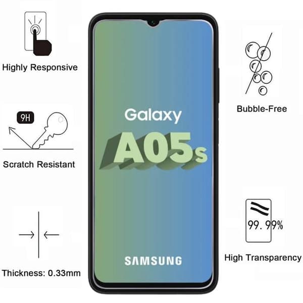 Stötthållare - Phonillico - Samsung Galaxy A05S - Mjuk silikon - 2 härdat glas - Förstärkt skydd