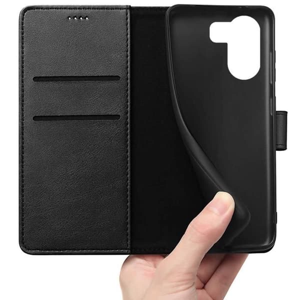 Coque - Phonillico® - Xiaomi Redmi 13C - Plånbok Svart - Läderlook - Videostöd