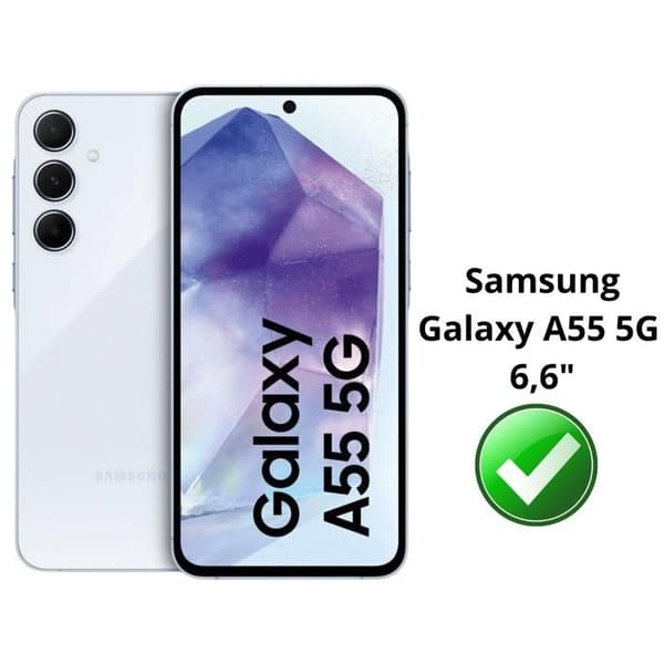 Stötfångare - Phonillico® - Samsung Galaxy A55 5G - Mjukt silikontänk - 2 Härdat glas - Förstärkt skydd