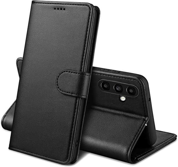 Fodral - Phonillico® - Samsung Galaxy A55 5G - Svart Plånbok - Lädereffekt - Stativfunktion