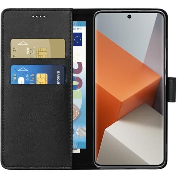 Coque - Phonillico® - Xiaomi Redmi Note 13 PRO PLUS 5G - Plånbok Svart - Läderliknande - Videostöd