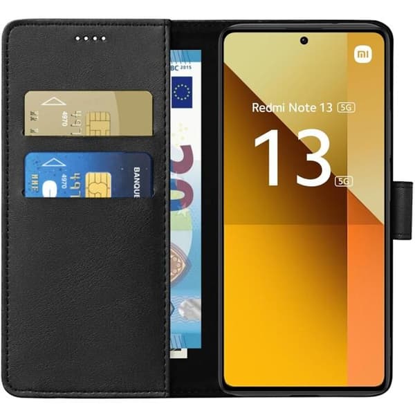 Coque - Phonillico® - Xiaomi Redmi Note 13 5G - Plånbok - Läder Effekt - Videostöd