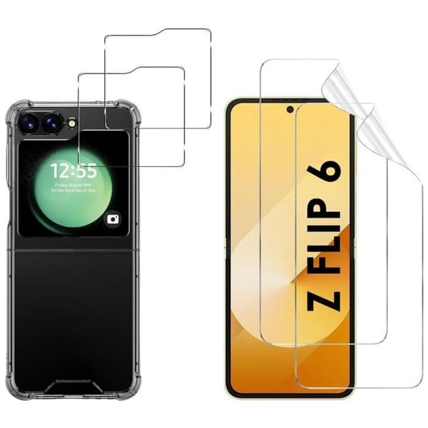 Stötsäker skal för Samsung Galaxy Z FLIP 6 och 2 härdade glas och plastskärmskydd Phonillico®