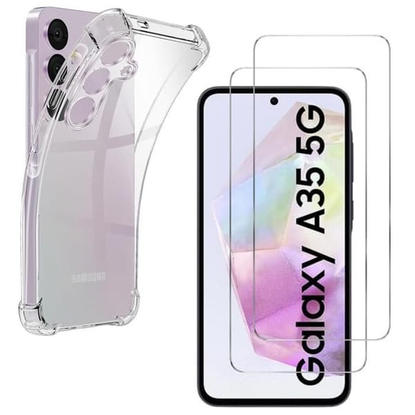 Stöttålig skal - Phonillico® - Samsung Galaxy A35 5G - Mjuk silikon - Transparent - Förstärkt skydd
