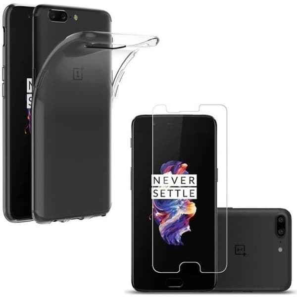 Coque ONEPLUS 5 + Härdat Glass Film Skärmskydd - Fodral Etui Gel TPU Silikon Transparent Mjuk Skydd Ultra Tunn -