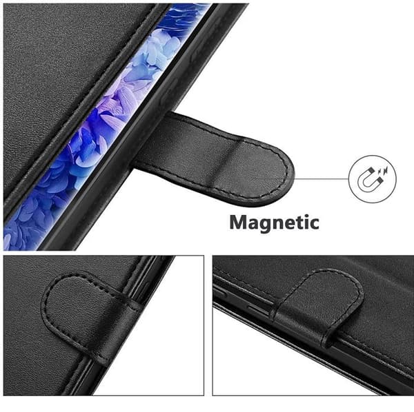 Skal för iPhone 16 PRO MAX - Svart Plånbok Med Magnetisk Klaff Kortfack Phonillico®