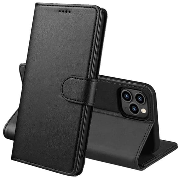 Skal för iPhone 16 PRO MAX - Svart Plånbok Med Magnetisk Klaff Kortfack Phonillico®