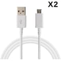 Miniatyrbild 1 av 2: [Kompatibla Huawei Y5-Y6-Y7-2017-2018] Lot 2 Kablar USB Laddare Vit Micro USB 1 Meter [Phonillico®]