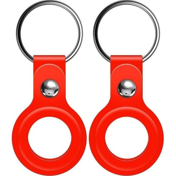 Coque kompatibel med AirTag från 2021 [2-pack] Silikon Röd Nyckelhållare Tag Förpackning Mjuk Skydd Phonillico®