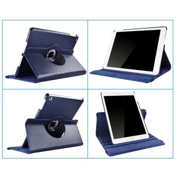 Coque Rotativ 360 Mörkblå för Apple iPad AIR 1 / AIR 2 - Fodral Etui Skydd Elastisk Stängning Phonillico®