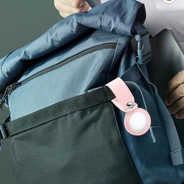 Fodral kompatibelt med AirTag 2021 [2-pack] Rosa silikonnyckelring med tagg, avtagbar ögla, mjukt skyddsfodral Phonillico®