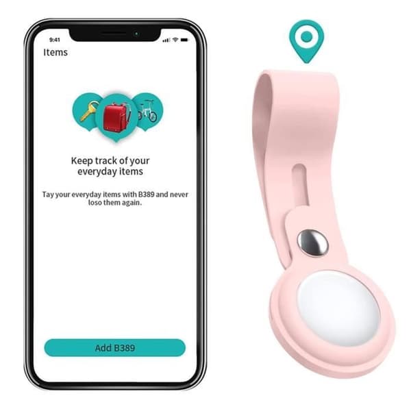 Fodral kompatibelt med AirTag 2021 [2-pack] Rosa silikonnyckelring med tagg, avtagbar ögla, mjukt skyddsfodral Phonillico®