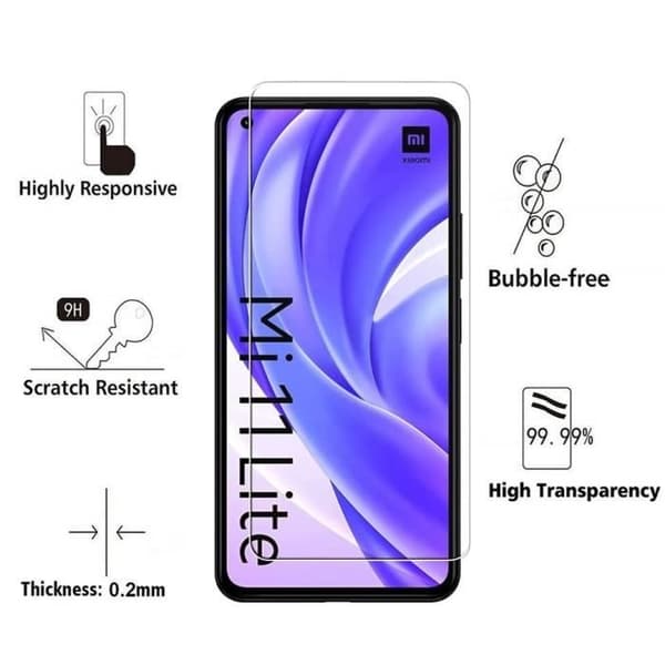 Fodral för Xiaomi MI 11 LITE och 2 Härdat Glas - Skydd i Svalt Silikon Skärmfilm Phonillico®