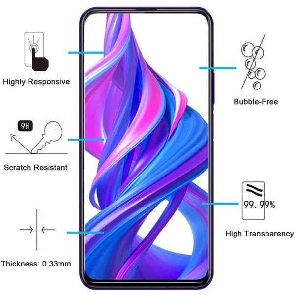 Skyddsfodral för Huawei HONOR 9X + Härdat Glas - Ultra Tunn Mjuk Silikon Skyddsfilm för Skärm Phonillico®