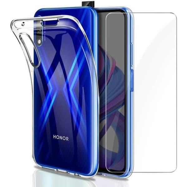 Skyddsfodral för Huawei HONOR 9X + Härdat Glas - Ultra Tunn Mjuk Silikon Skyddsfilm för Skärm Phonillico®