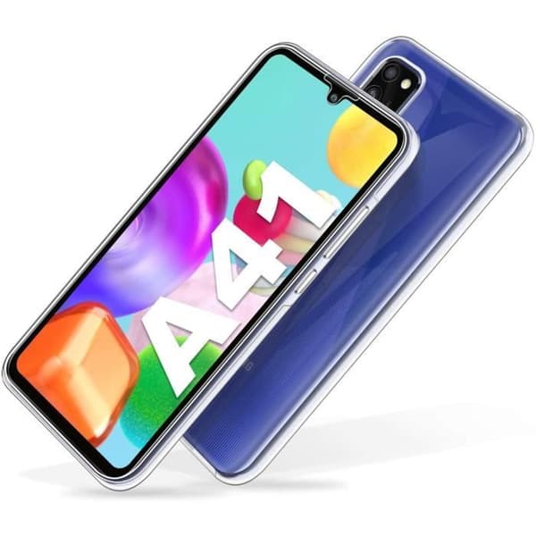 Skal till Samsung Galaxy A41 - Heltransparent silikon TPU gelskydd 2 delar framsida baksida sammankopplande Phonillico®