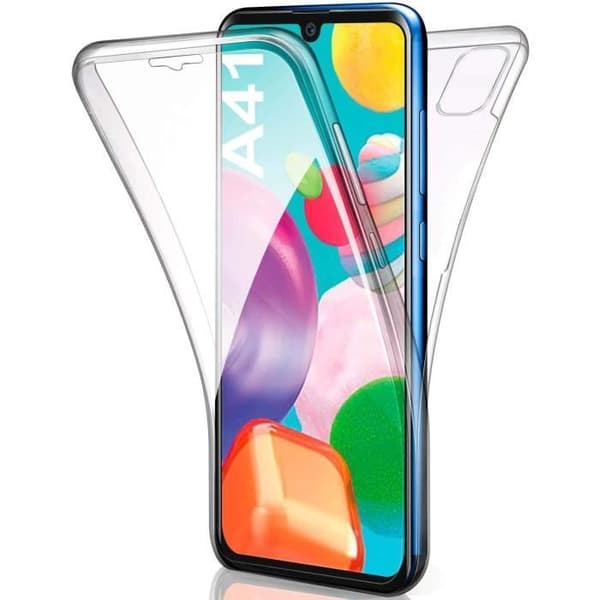 Skal till Samsung Galaxy A41 - Heltransparent silikon TPU gelskydd 2 delar framsida baksida sammankopplande Phonillico®