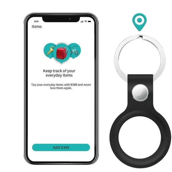 Coque Kompatibel med AirTag från 2021 [Pack om 2] Silikon Svart Nyckelring Tag Hölje Skydd Mjukt Phonillico®