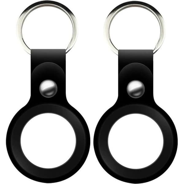 Coque Kompatibel med AirTag från 2021 [Pack om 2] Silikon Svart Nyckelring Tag Hölje Skydd Mjukt Phonillico®