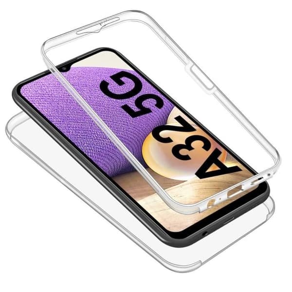 Skal till Samsung A32 5G - Transparent silikonskal i hela kroppen, 2 fram- och bakdelar, sammankopplade Phonillico®