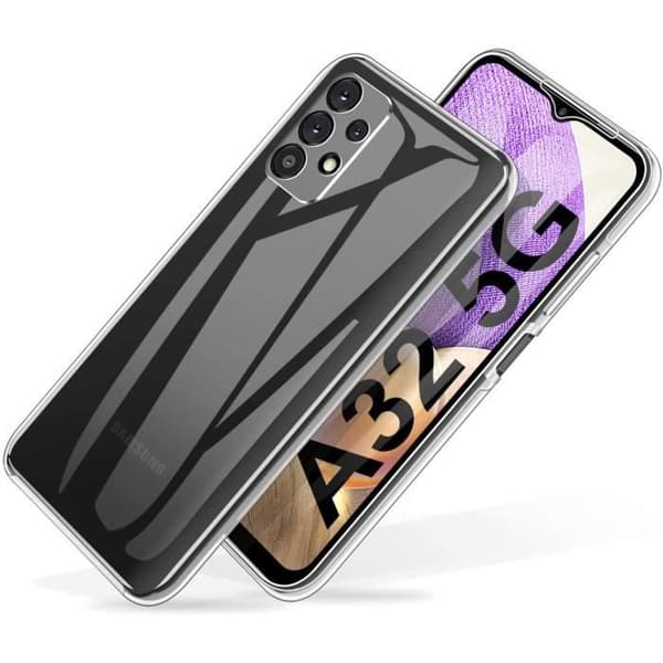 Skal till Samsung A32 5G - Transparent silikonskal i hela kroppen, 2 fram- och bakdelar, sammankopplade Phonillico®