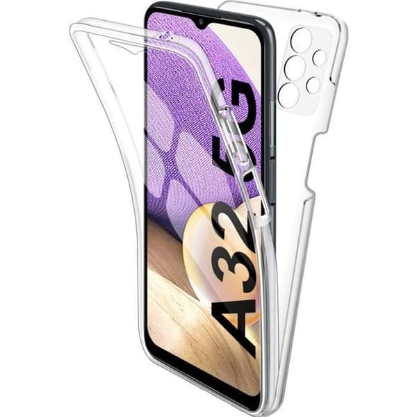 Skal till Samsung A32 5G - Transparent silikonskal i hela kroppen, 2 fram- och bakdelar, sammankopplade Phonillico®
