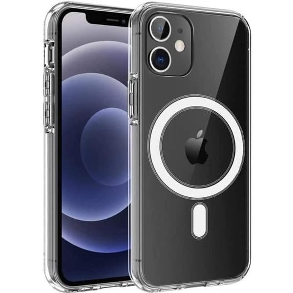 Fodral för iPhone 12 (6,1") - Transparent silikon med integrerad magnetisk cirkel Phonillico®
