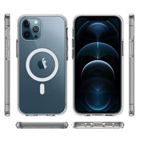 Fodral för iPhone 12 PRO (6,1 tum) - Transparent silikon med integrerad magnetisk cirkel Phonillico®