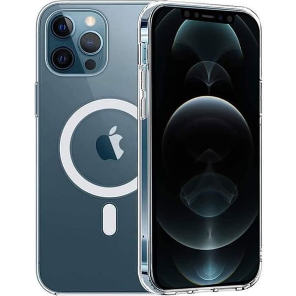 Fodral för iPhone 12 PRO (6,1 tum) - Transparent silikon med integrerad magnetisk cirkel Phonillico®