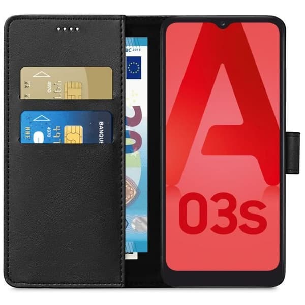 Fodral till Samsung A03S - Svart plånboksflik Magnetspänne Kortförvaring Phonillico®