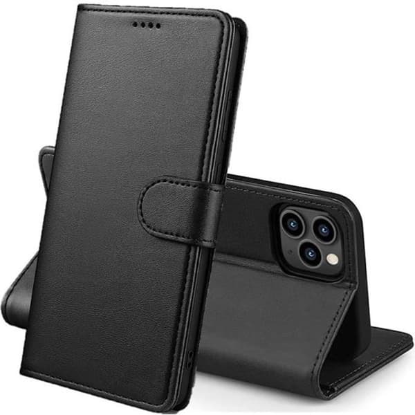 Skal för iPhone 13 PRO MAX (6,7") - Svart plånbok med magnetisk klaff för kortförvaring Phonillico®