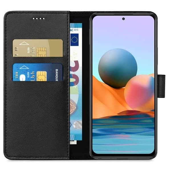 Coque för Xiaomi REDMI NOTE 10 PRO - Svart Plånbok med Magnetiskt Lock för Kortförvaring Phonillico®