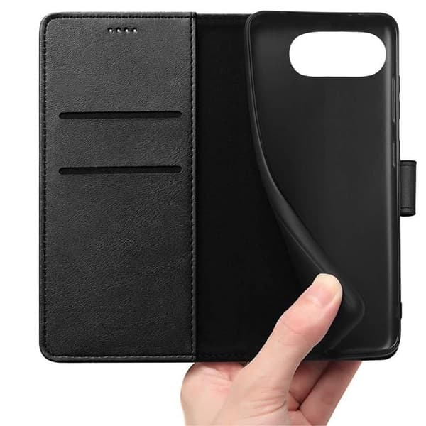 Coque - Phonillico® - Google Pixel 9a - Plånbok Svart - Magnetisk Stängning - Kortförvaring