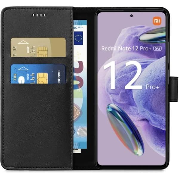 Coque för Xiaomi Redmi Note 12 PRO PLUS 5G - Redmi Note 12 PRO+ 5G - Plånbok Svart Lock Magnetisk Phonillico®