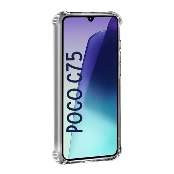 Stöttålig skal - Phonillico® - Xiaomi Poco C75 - Flekibelt - Transparent - 2 Härdat glas