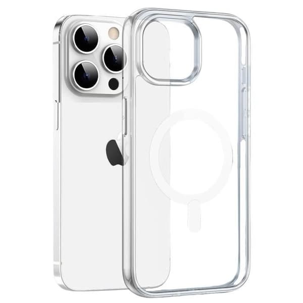 Coque för iPhone 15 PRO MAX - Transparent silikon med integrerad magnetisk cirkel Phonillico®