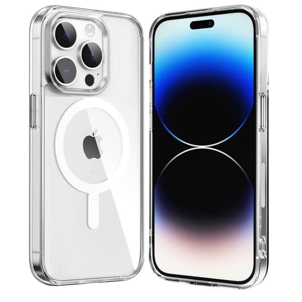 Coque för iPhone 15 PRO MAX - Transparent silikon med integrerad magnetisk cirkel Phonillico®
