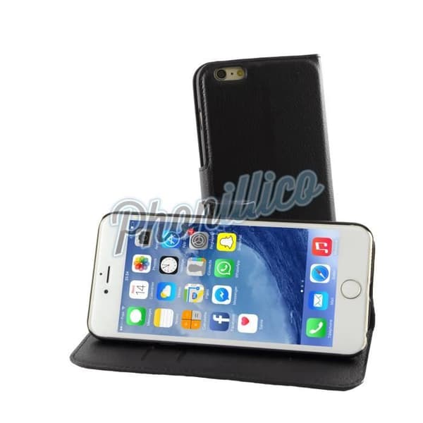Coque Portefeuille Noir kompatibel med Apple iPhone 6 PLUS - Phonillico®