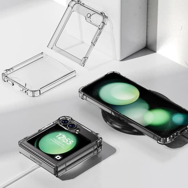 Stötabsorberande skal för Samsung Galaxy Z FLIP 6 och 2 härdade glas film skydd för skärmen Phonillico®