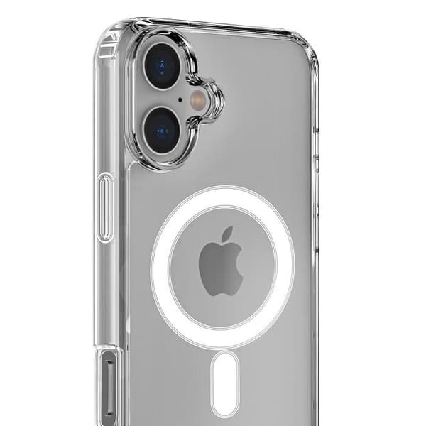 Skal till iPhone 16 PLUS - Transparent silikon med integrerad magnetisk cirkel Phonillico®