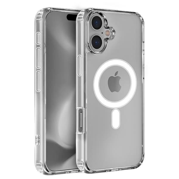 Skal till iPhone 16 PLUS - Transparent silikon med integrerad magnetisk cirkel Phonillico®