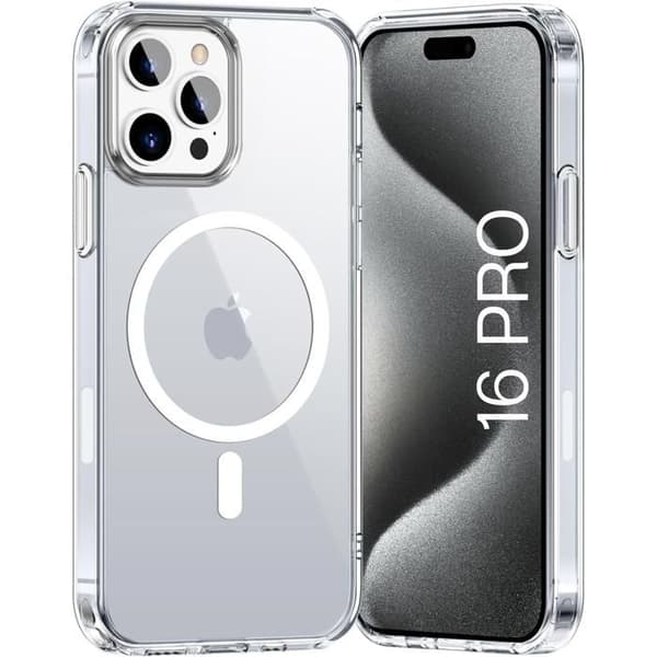 Silikonskal till iPhone 16 PRO - Transparent silikon med integrerad magnetisk cirkel Phonillico®