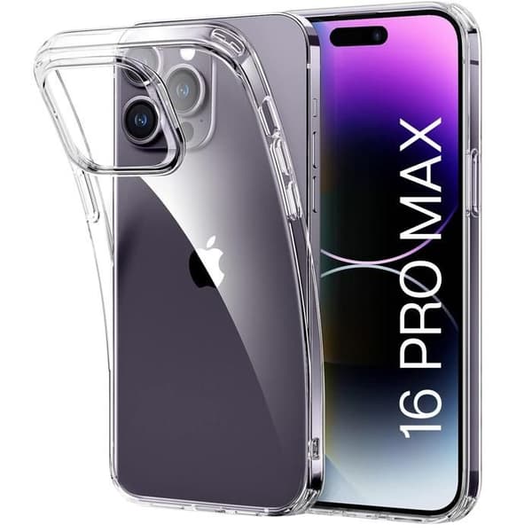 Coque TPU för iPhone 16 PRO MAX - Transparent Silikon Gel Mjuk Ultrafin Skydd Phonillico®