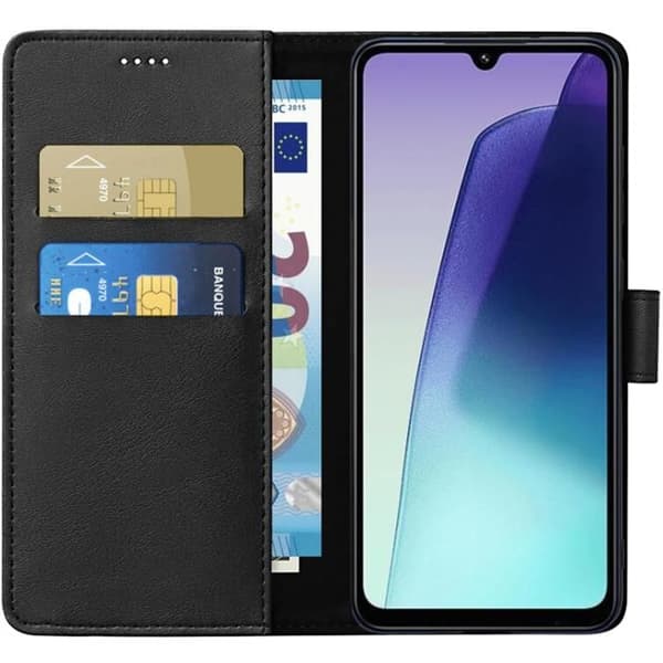 Coque - Phonillico® - Xiaomi Redmi 14C - Plånbok Svart - Läderliknande - Semi-rigid