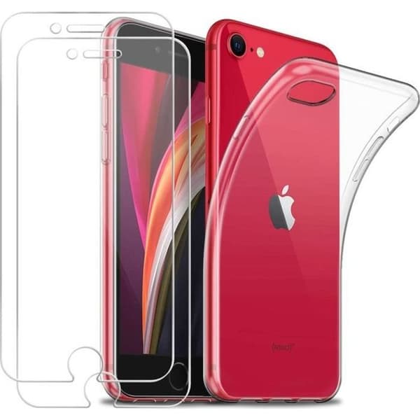 Fodral för iPhone SE 2022 och 2 Härdat Glas - Skydd av Mjukt Silikon Film för Skärm Skydd Phonillico®