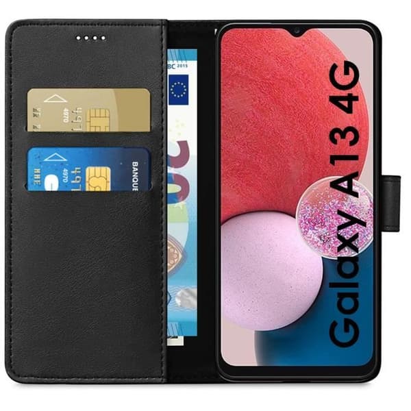 Skydd för Samsung Galaxy A13 4G - Svart Fodral med Magnetiskt Lock för Kortförvaring Phonillico®