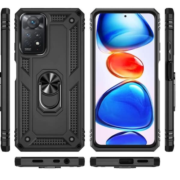 Svart skal för Xiaomi Redmi Note 11 PRO - Redmi Note 11 PRO 5G - Stötsäker militärstil robust Phonillico®