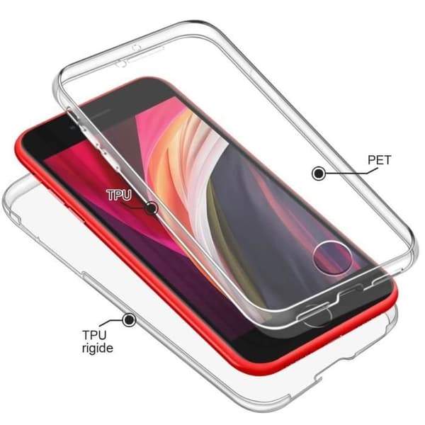Cover for iPhone SE 2022 - 360 Full Transparent Case 2 Parts Front Back Stackable Phonillico®