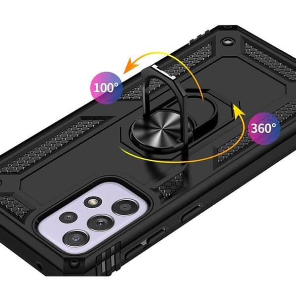 Svart skal till Samsung Galaxy A33 5G - Stötsäkert skydd Militärstil Robust Ring 360 Roterande Phonillico®